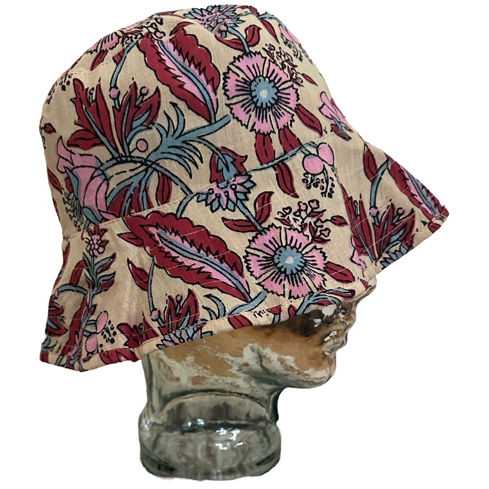 Hat Attack - Pink Floral Printed Reversible Bucket Hat | block print | NWT